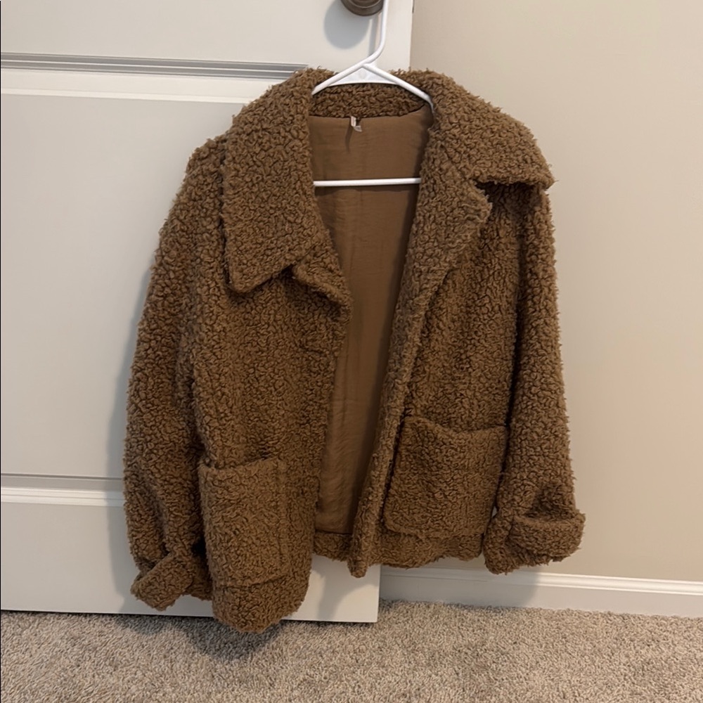Free People Brown Teddy Jacket
